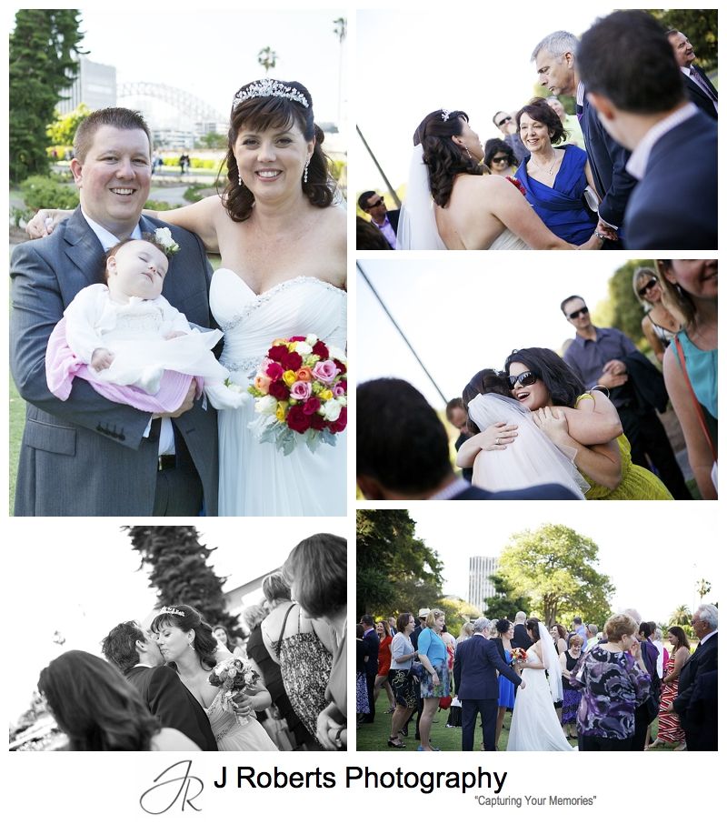 Portrait of the bride and groom with their baby flower girl - sydney wedding photography 